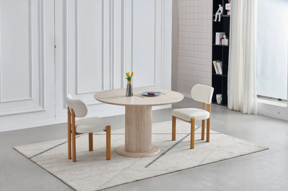 Table à Manger AXEL — TRAVERTIN BEIGE (RONDE – 1 MÈTRE)