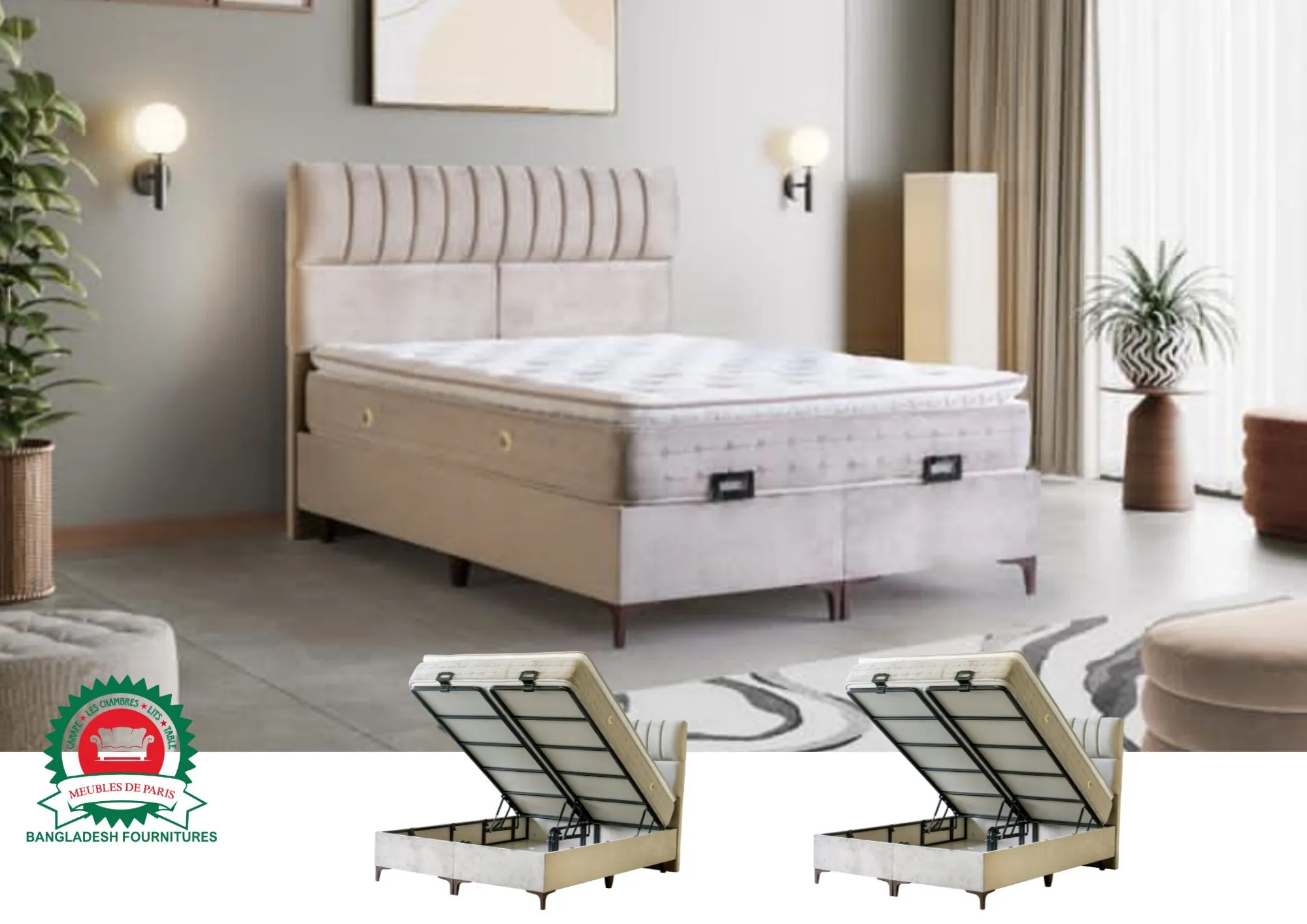 Lit Coffre BOSTON Beige