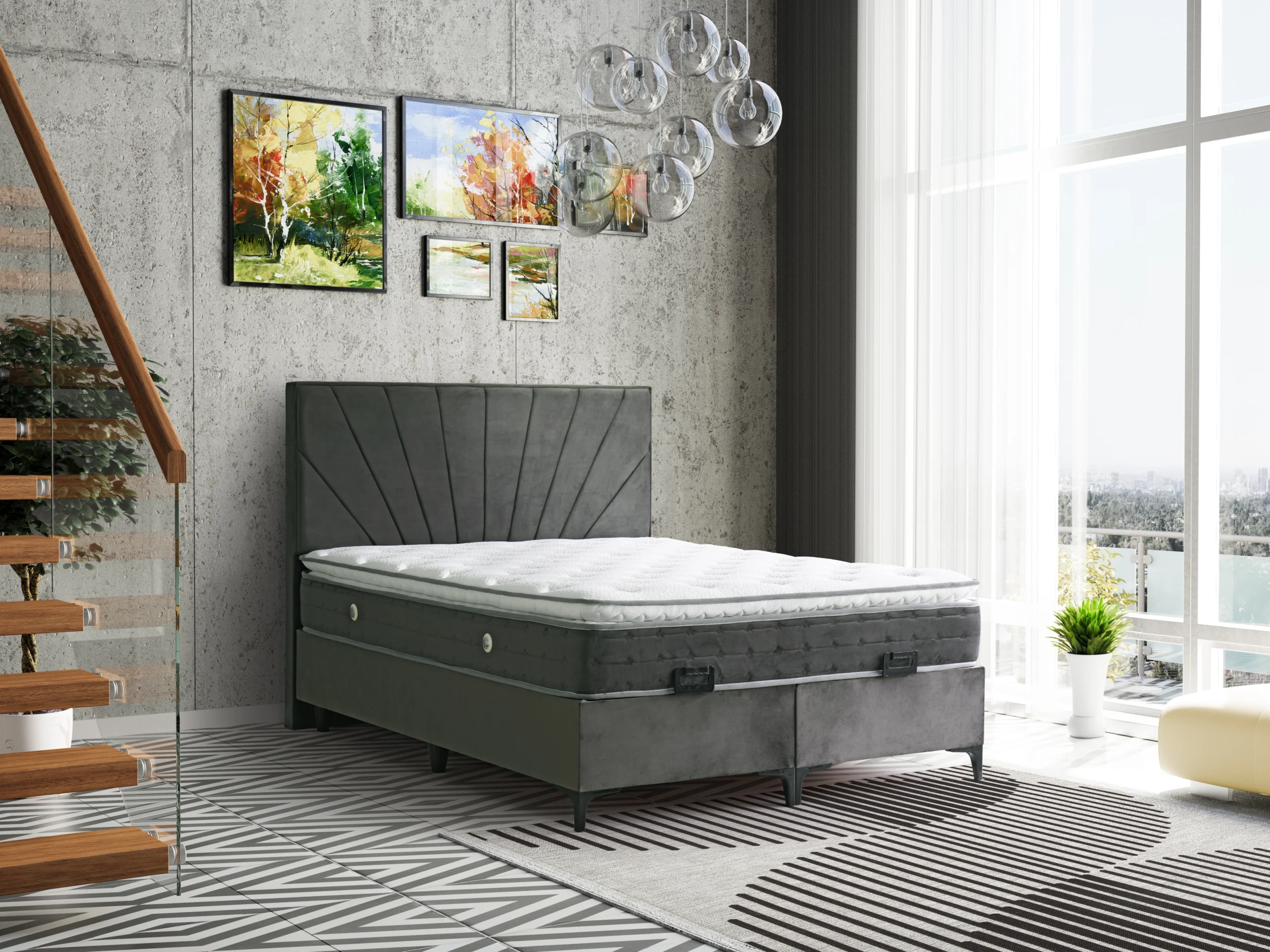 Lit Coffre LINE Gris