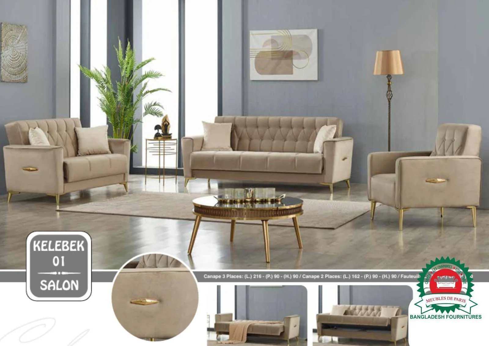 Canape KELEBEK 3+2+1 Gris
