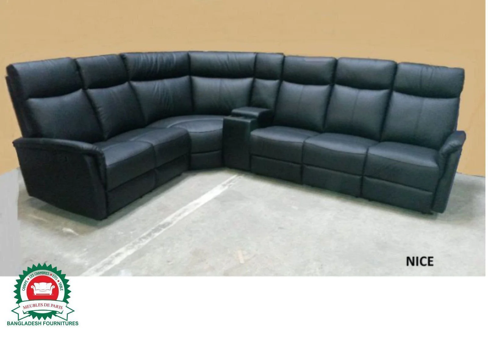 Canape NICE D’angle Cuir Noir