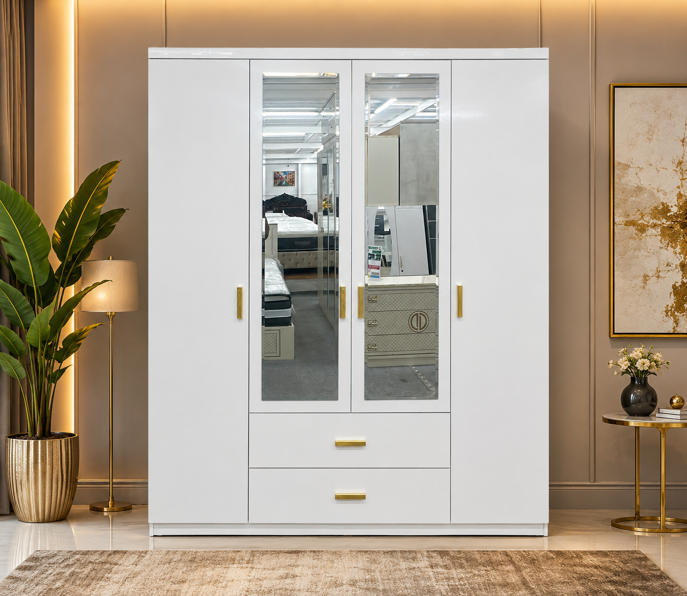 Armoire 4 Portes Blanc MDP