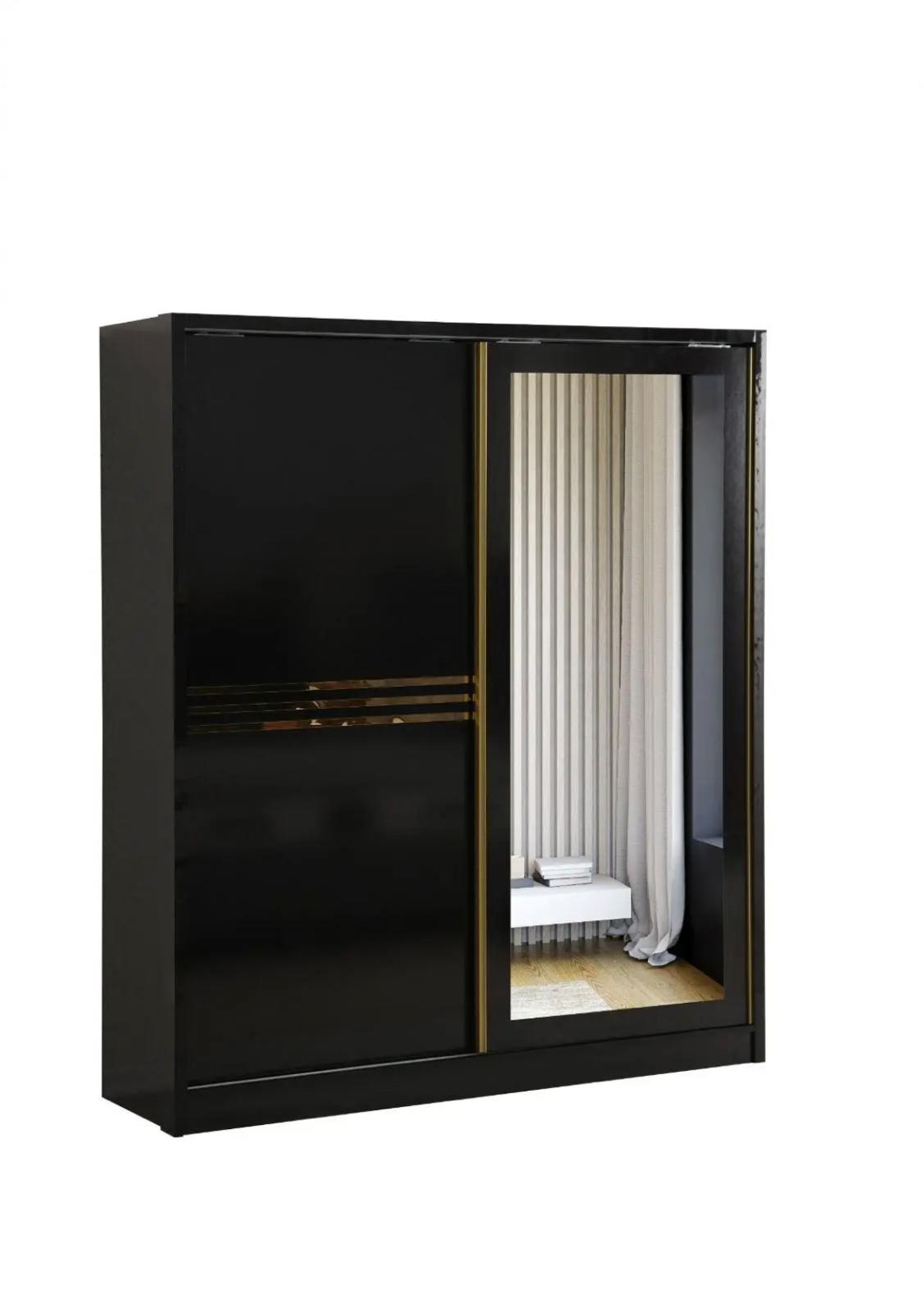 Armoire Coulissante STEEFAN Noir Dore 160