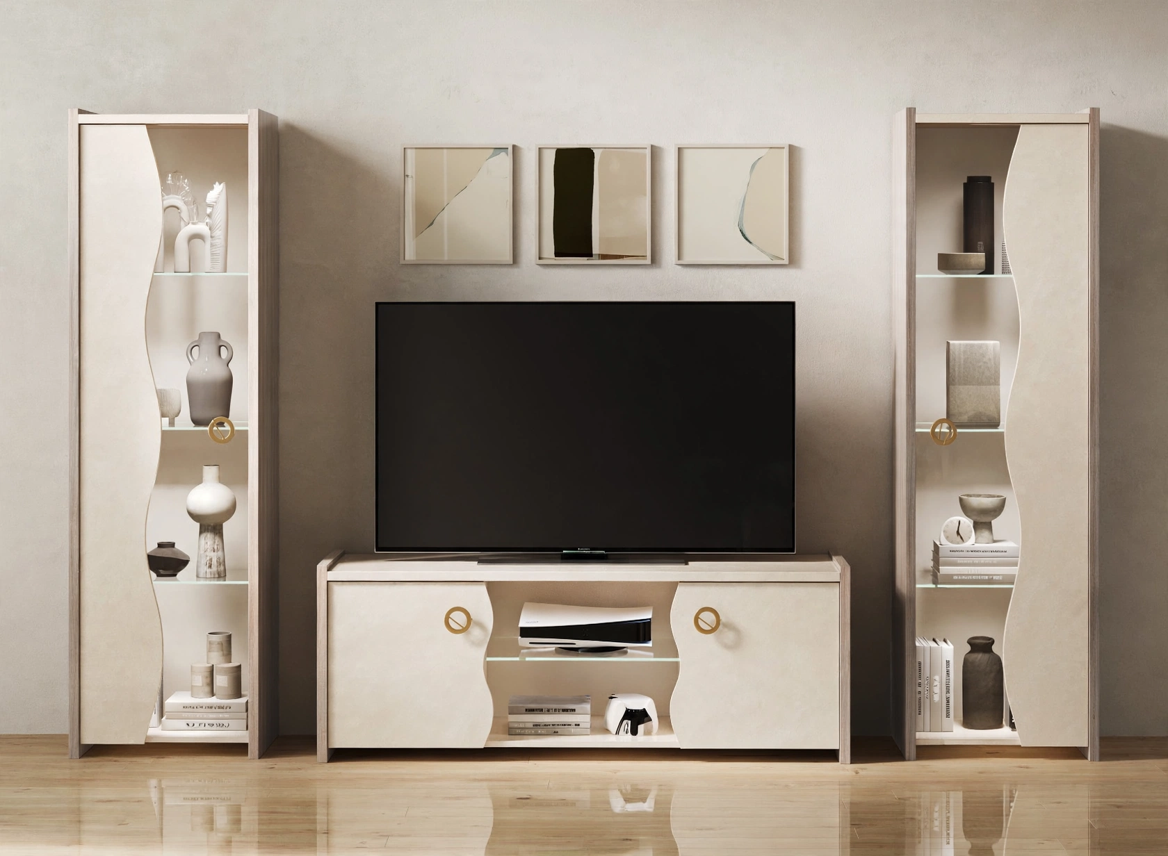 Séjour LONDON Complet – Meuble TV et Vitrines Modernes pour Salon