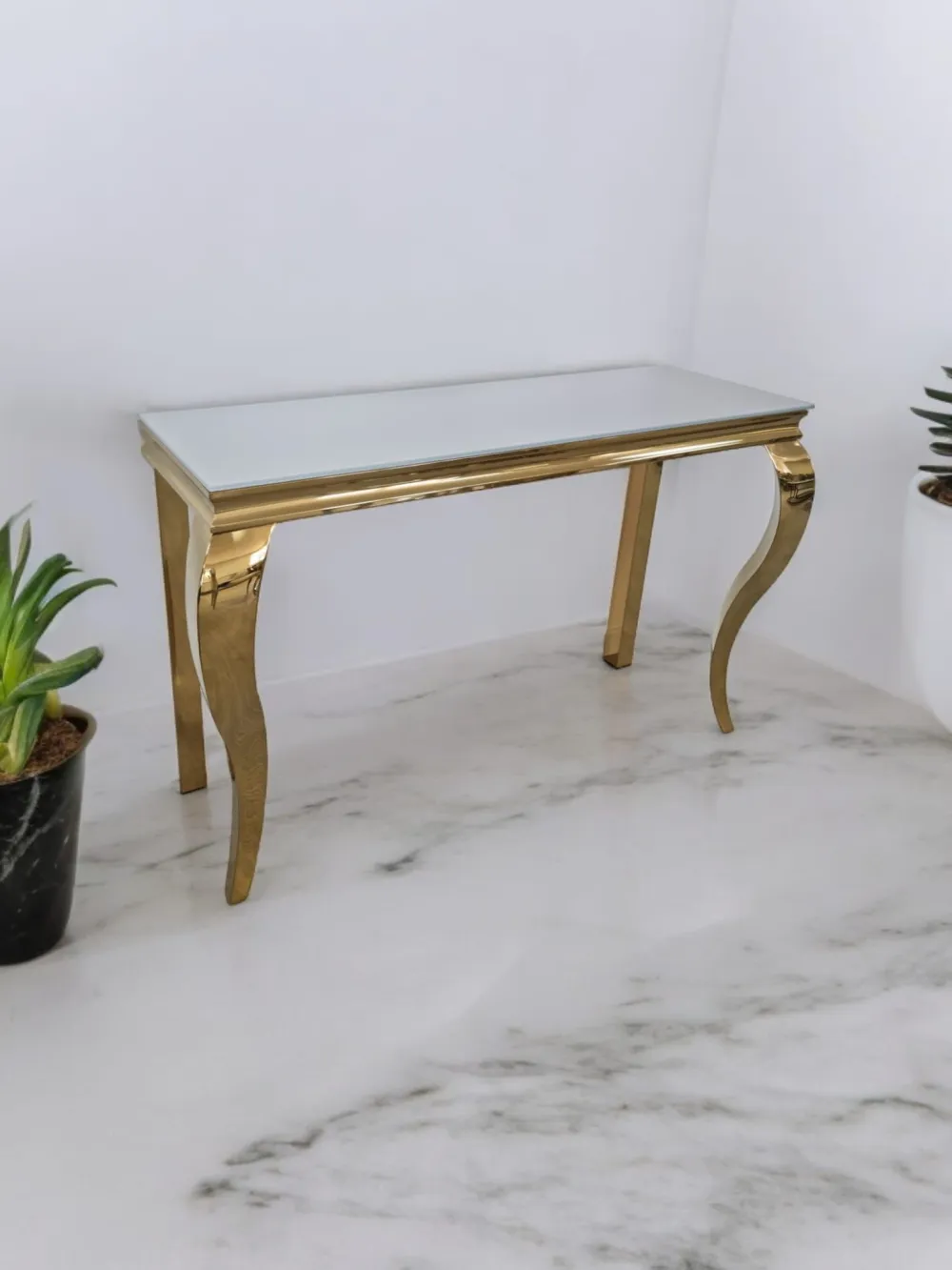 CONSOLE BAROQUE BLANC UNI DORE