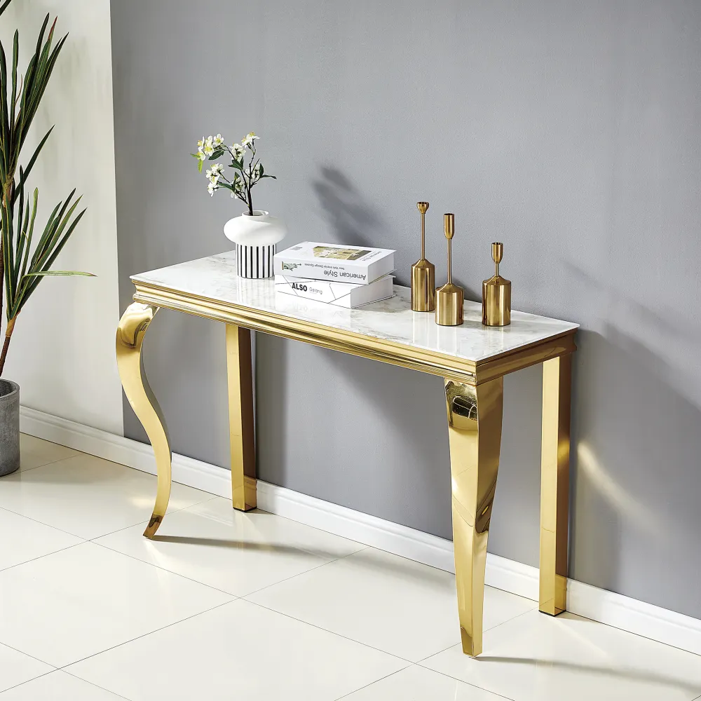 CONSOLE BAROQUE MARBRE DORE