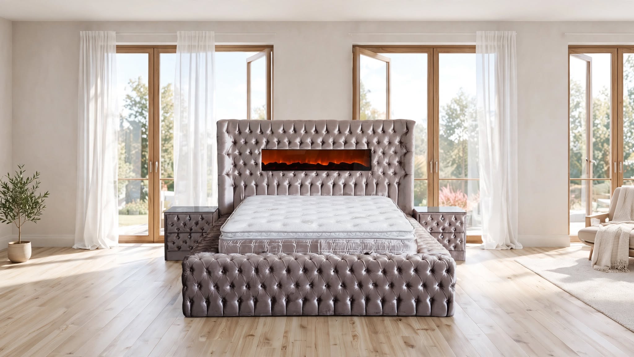 Lit Coffre HAYAL Avec Cheminée 160cm