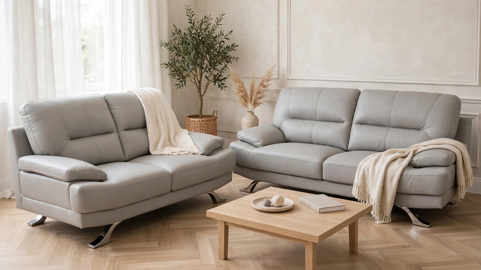 Canape PARIS 3+2 Cuir Gris